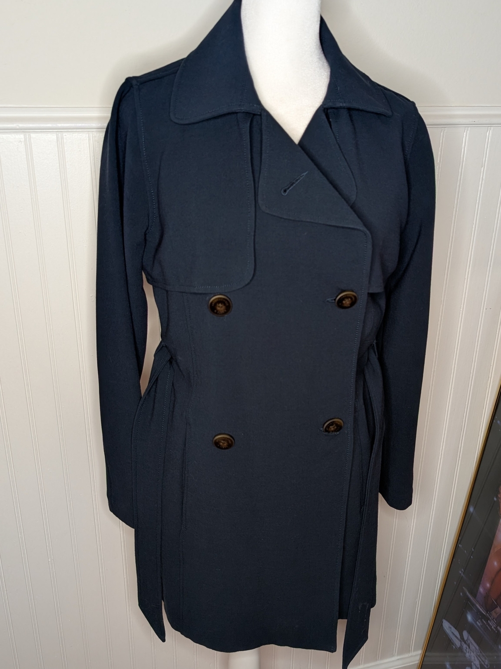 Abercrombie & Fitch Navy Double-Breasted Trench Coat XS